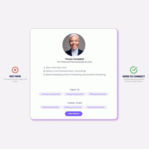Rotating view of Arena introductions to different industry professionals in sports, media & entertainment